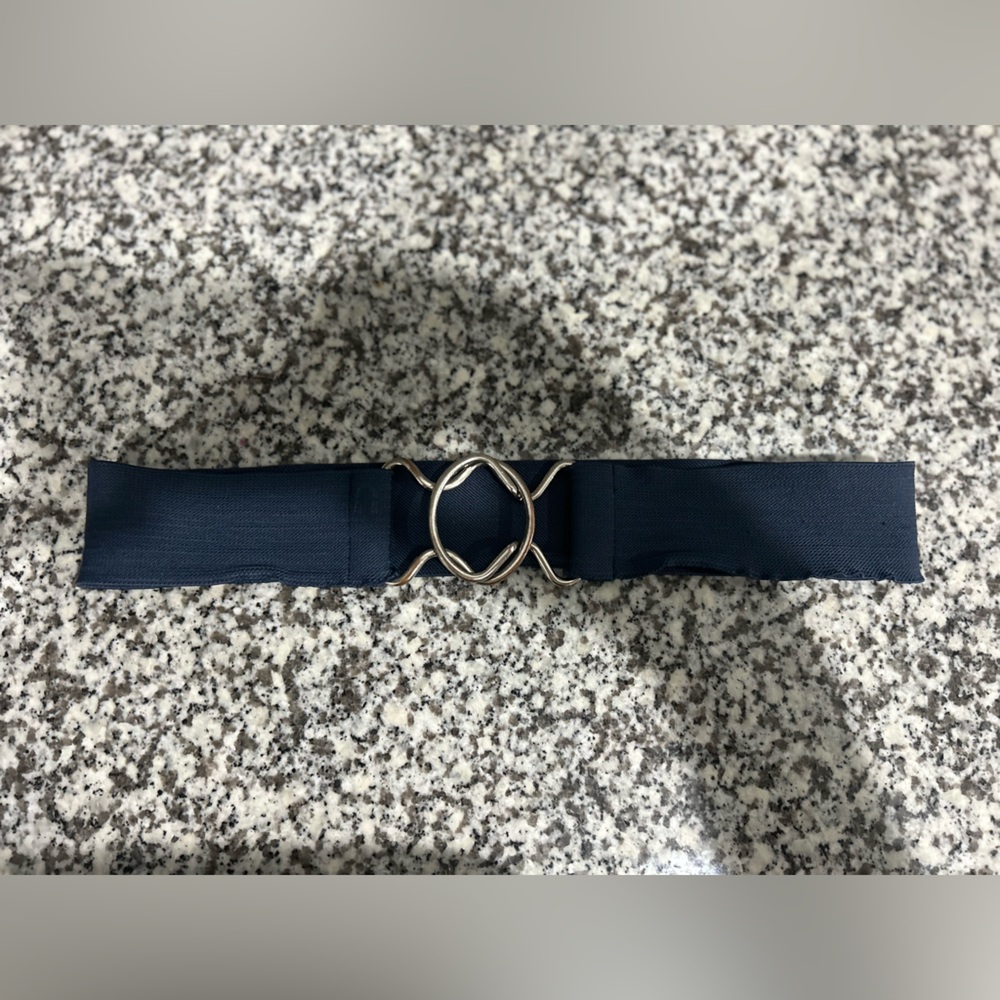 Chic Navy Belt with Silver Accent